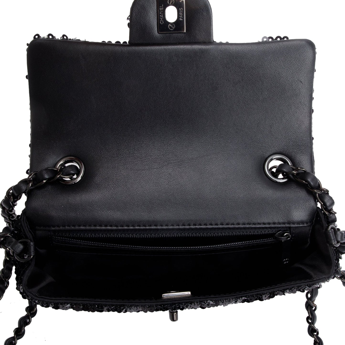 Chanel 2023 So Black Sequin Classic Mini Rectangular Flap Bag