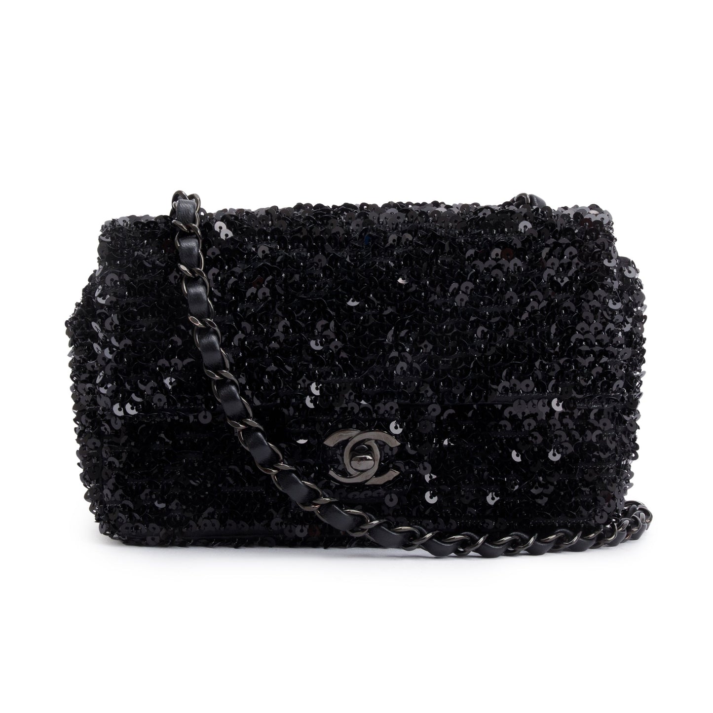 Chanel 2023 So Black Sequin Classic Mini Rectangular Flap Bag