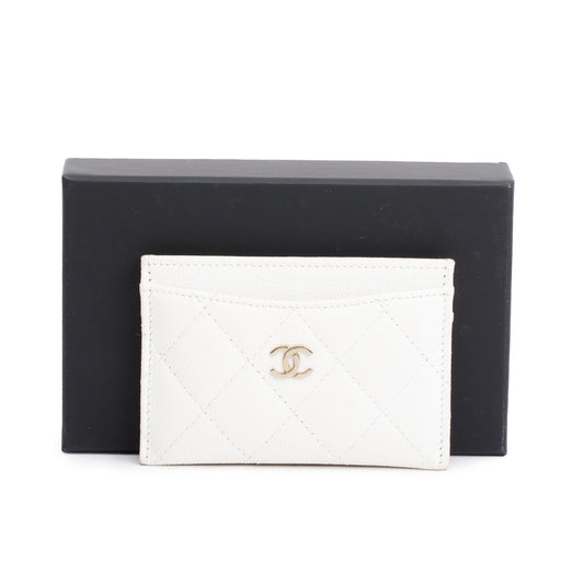 Chanel 2023 White Caviar Leather Classic Card Holder