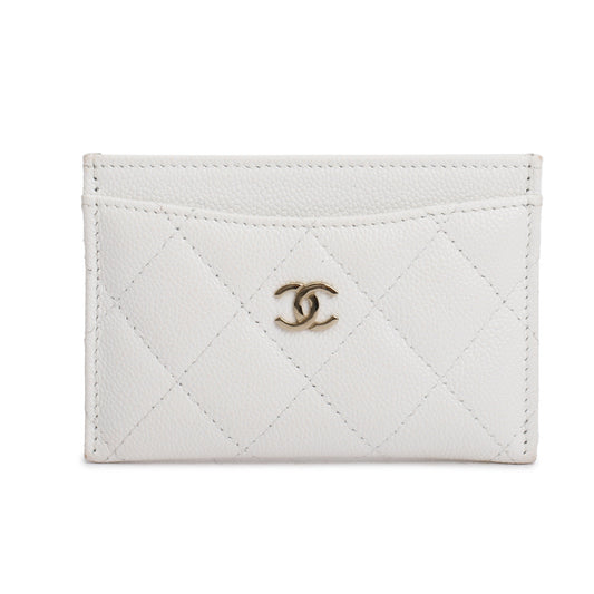 Chanel 2023 White Caviar Leather Classic Card Holder