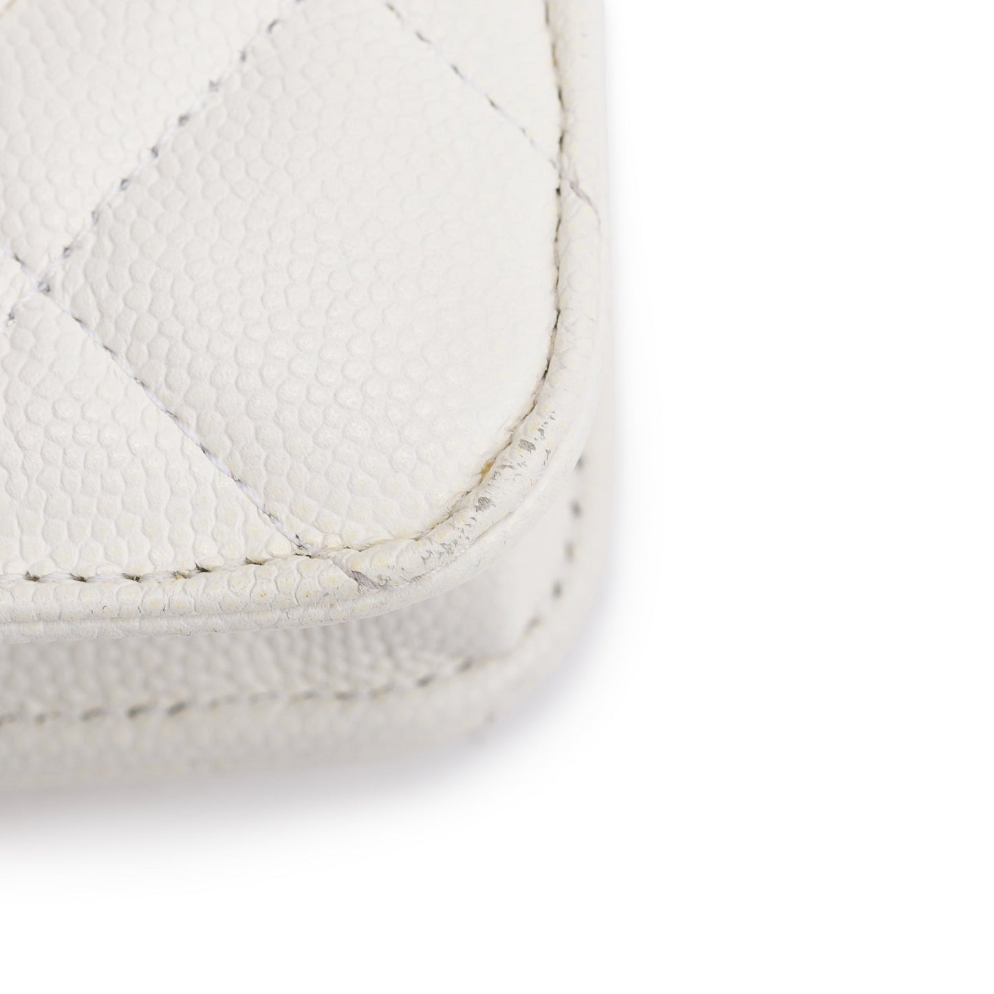 Chanel 2023 White Caviar Leather Classic Wallet on Chain