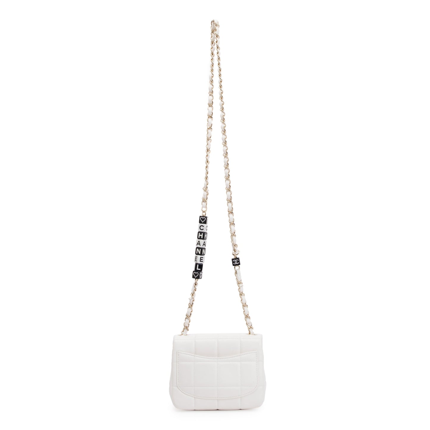 Chanel 2023 White Square Quilted Lambskin Resin Crystal Monacoco Mini Square Flap Bag