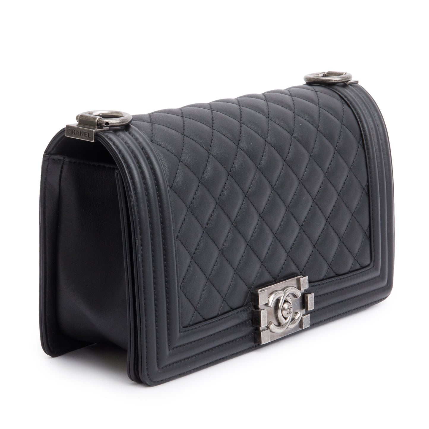 Chanel 2024 Black Lambskin Medium Boy Bag