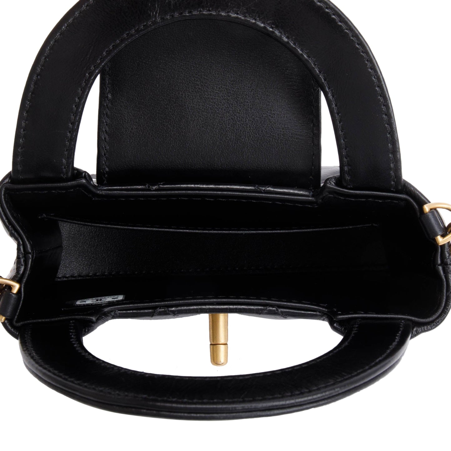 Chanel 2024 Black Shiny Aged Calfskin Leather Nano Kelly Crossbody Bag