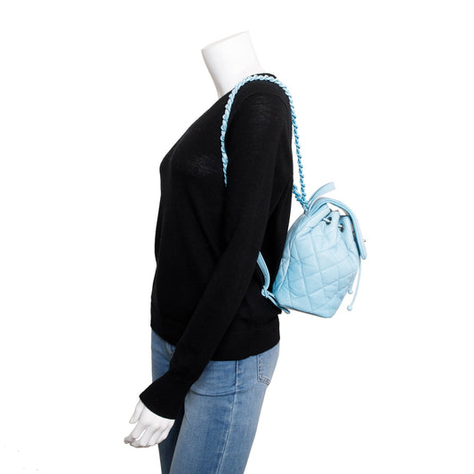 Chanel 2024 Blue Quilted Caviar Leather Mini Backpack