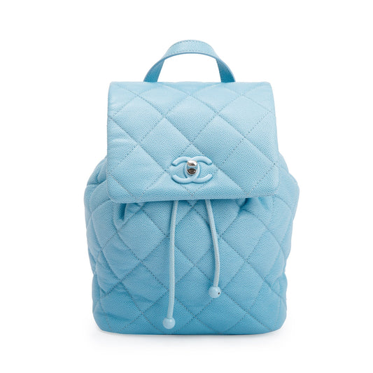 Chanel 2024 Blue Quilted Caviar Leather Mini Backpack