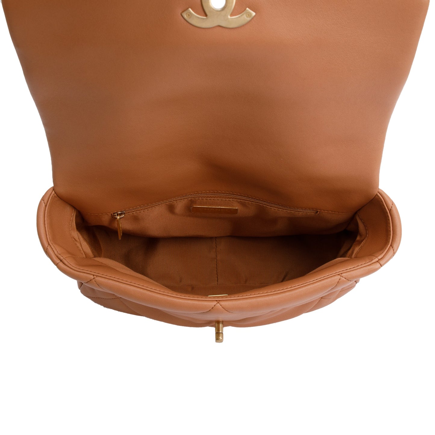 Chanel 2024 Brown Lambskin Leather Large 19 Flap Bag