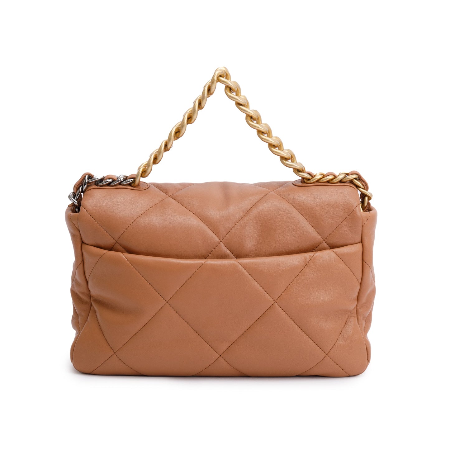 Chanel 2024 Brown Lambskin Leather Large 19 Flap Bag