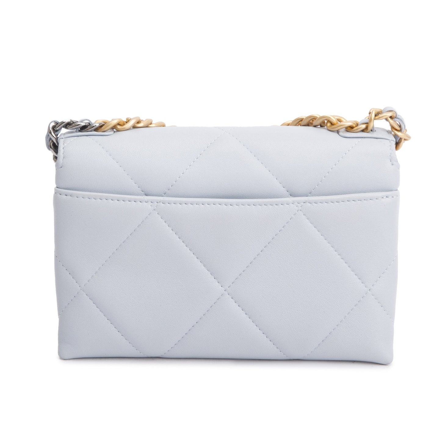 Chanel 2024 Grey Lambskin Leather 19 Wallet On Chain