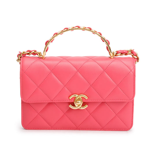 Chanel 2024 Pink Lambskin Mini Flap Bag
