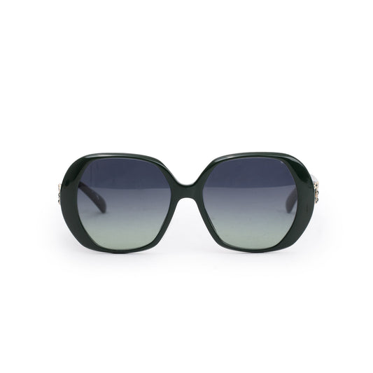 Chanel 3418-Q-B Green Acetate CC Strass Butterfly Sunglasses