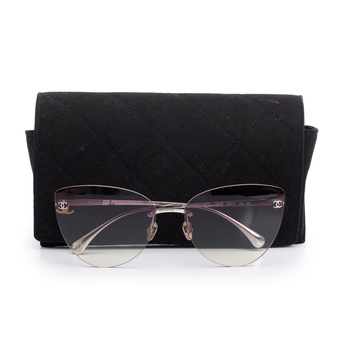 Chanel 4273-T Titanium Rimless Interlocking CC Cat-Eye Sunglasses