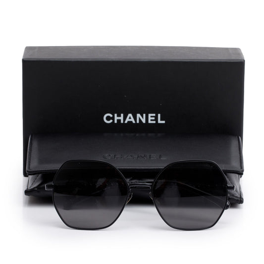 Chanel 4281-Q-H Black Acetate Chain-Link Square Sunglasses