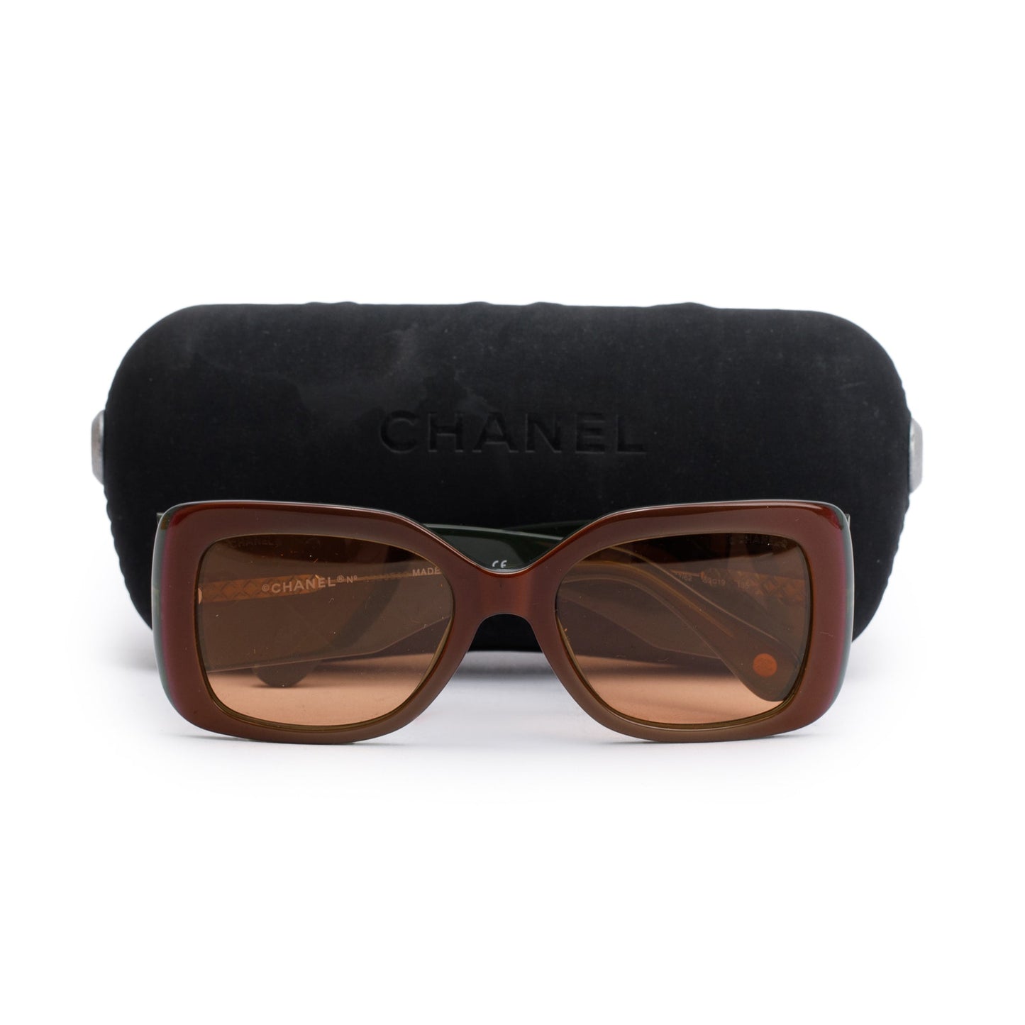 Chanel 5019 Green/Brown Iridescent Acetate CC Logo Quilted Square Sunglasses