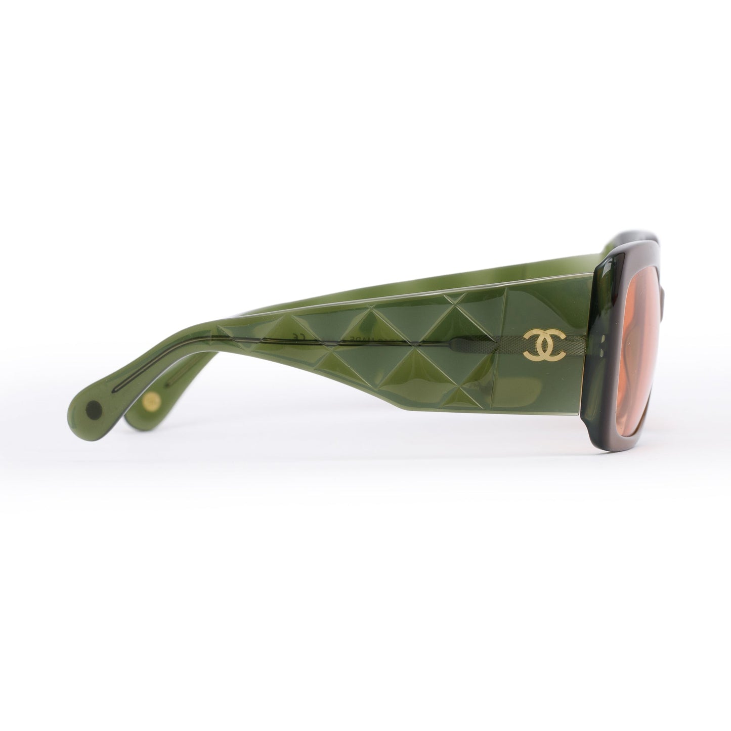 Chanel 5019 Green/Brown Iridescent Acetate CC Logo Quilted Square Sunglasses