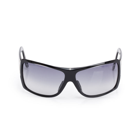 Chanel 5081-B Black Acetate Crystal CC Logo Shield Sunglasses