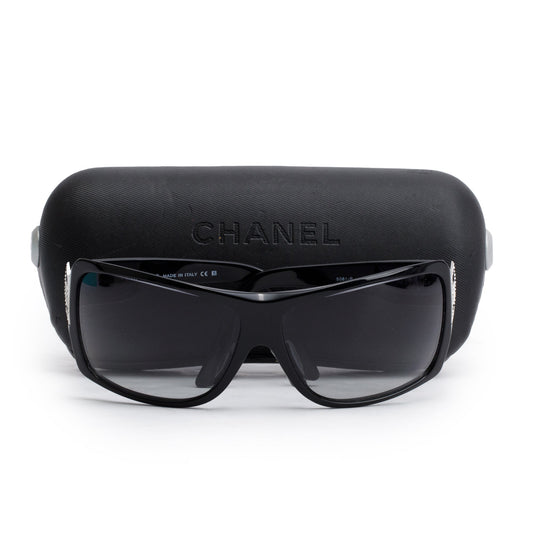 Chanel 5081-B  Black Acetate Strass CC Logo Shield Sunglasses