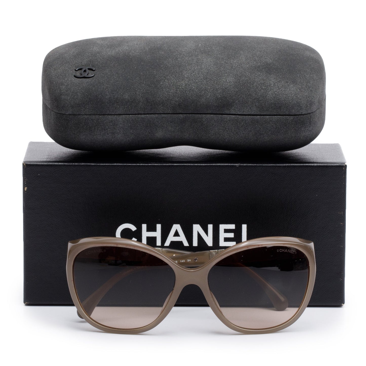 Chanel 5309-B-A Grey Acetate Crystal Baguette Cat-Eye Sunglasses