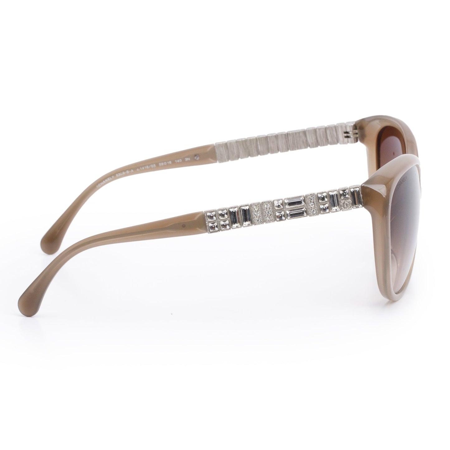Chanel 5309-B-A Grey Acetate Crystal Baguette Cat-Eye Sunglasses
