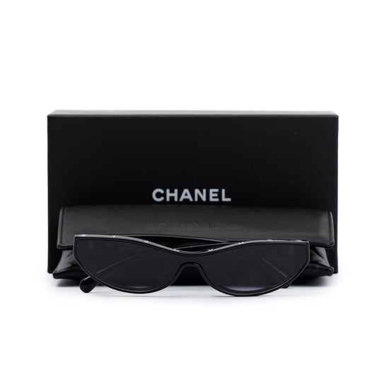 Chanel 5415-A Black Acetate CC Logo Oval Sunglasses