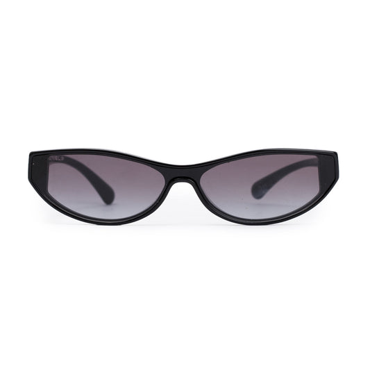 Chanel 5415-A Black Acetate CC Logo Oval Sunglasses