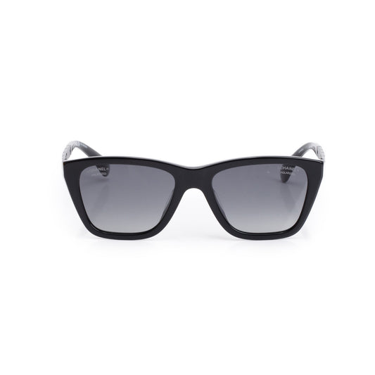 Chanel 5442-A Black Acetate CC Logo Rectangle Sunglasses