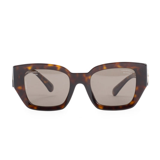 Chanel 5506-A 2023 Interlocking CC Logo Tortoise Acetate Sunglasses