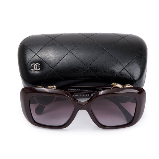 Chanel 5518 Purple Acetate Heart CC Logo Square Sunglasses