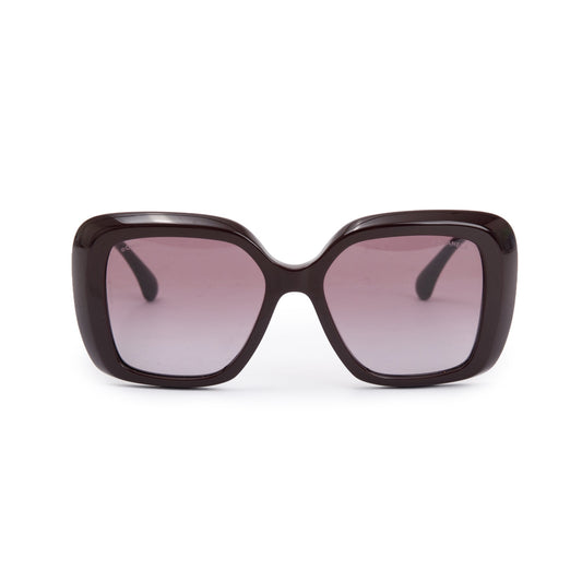 Chanel 5518 Purple Acetate Heart CC Logo Square Sunglasses