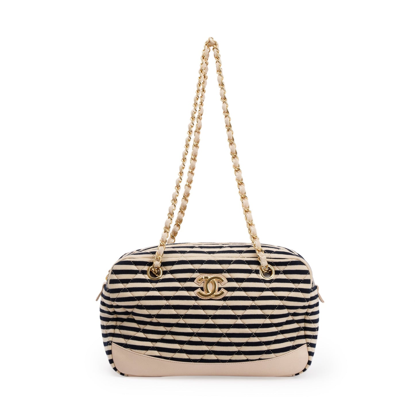 Chanel Beige & Black Quilted Jersey Coco Sailor Camera Bag