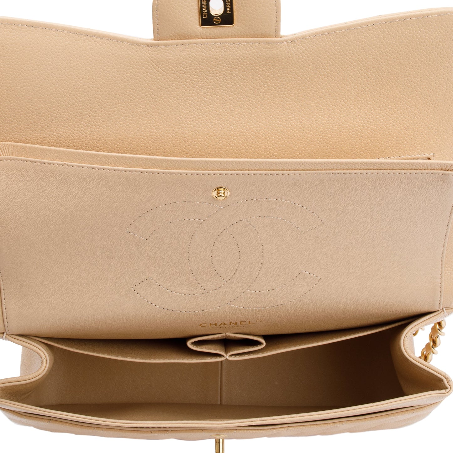 Chanel Beige Caviar Classic Jumbo Double Flap Bag