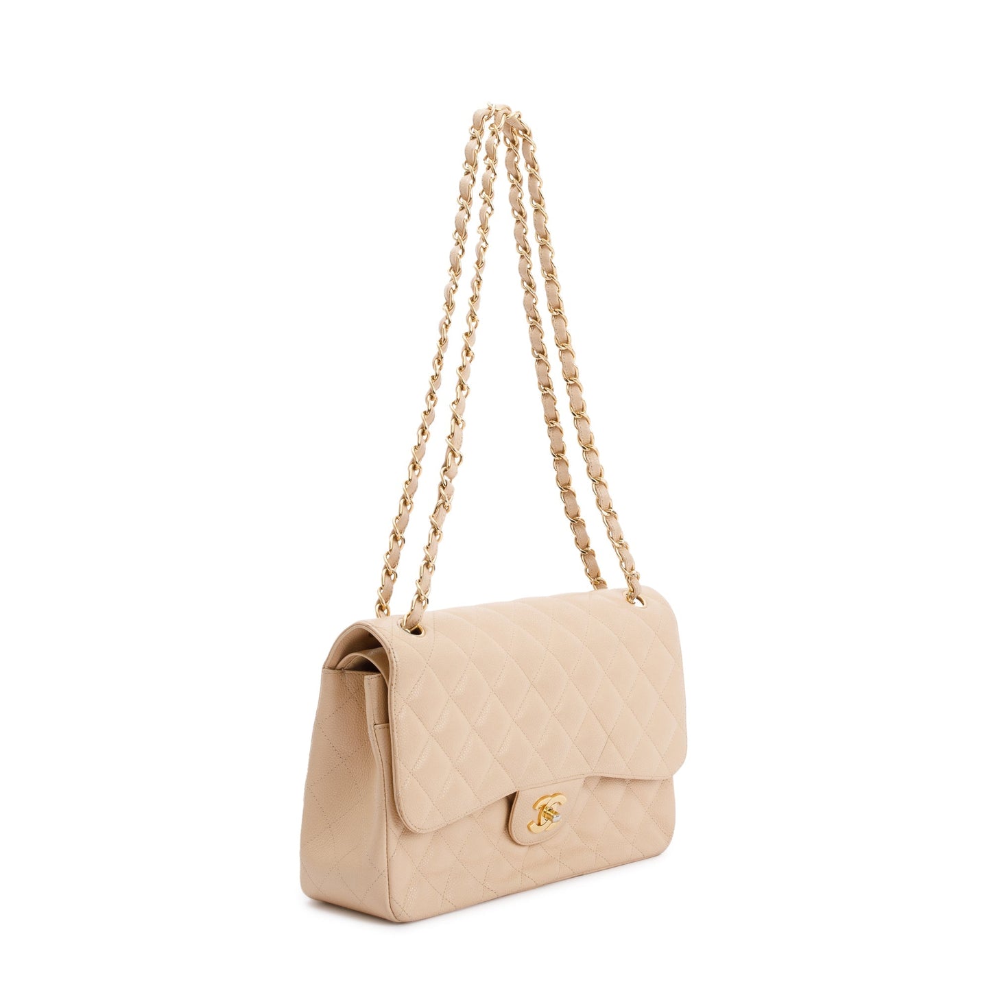 Chanel Beige Caviar Classic Jumbo Double Flap Bag