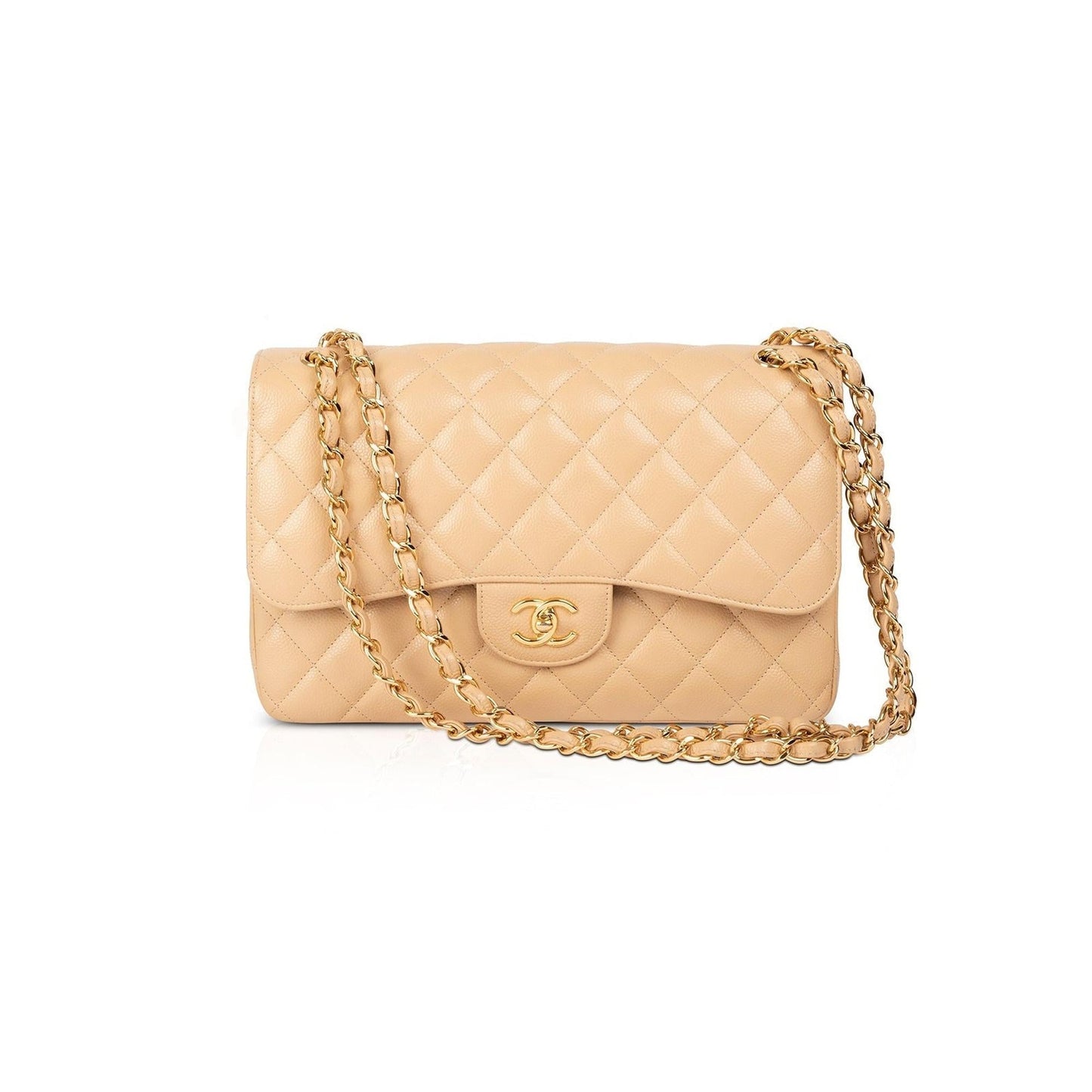 Chanel Beige Caviar Classic Jumbo Double Flap Bag