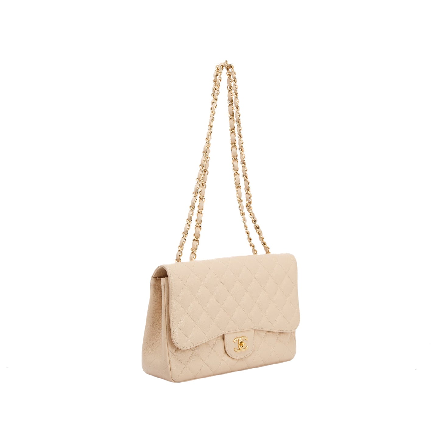 Chanel Beige Caviar Classic Jumbo Single Flap Bag