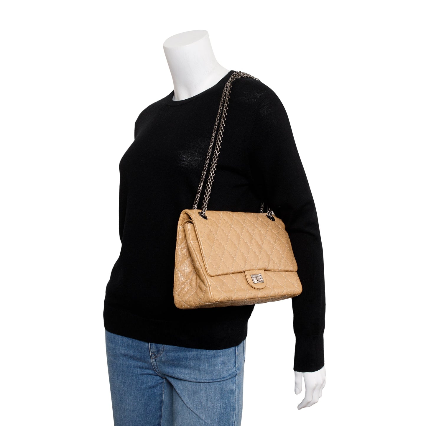 Chanel Beige Caviar Leather 2.55 Reissue 226 Double Flap Bag