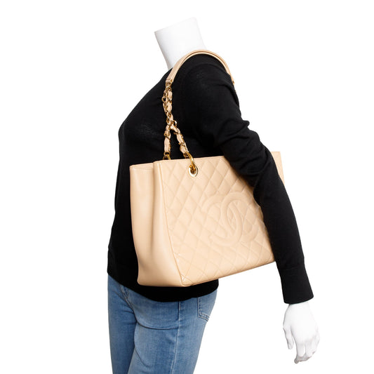 Chanel Beige Caviar Leather Grand Shopping Tote (GST)