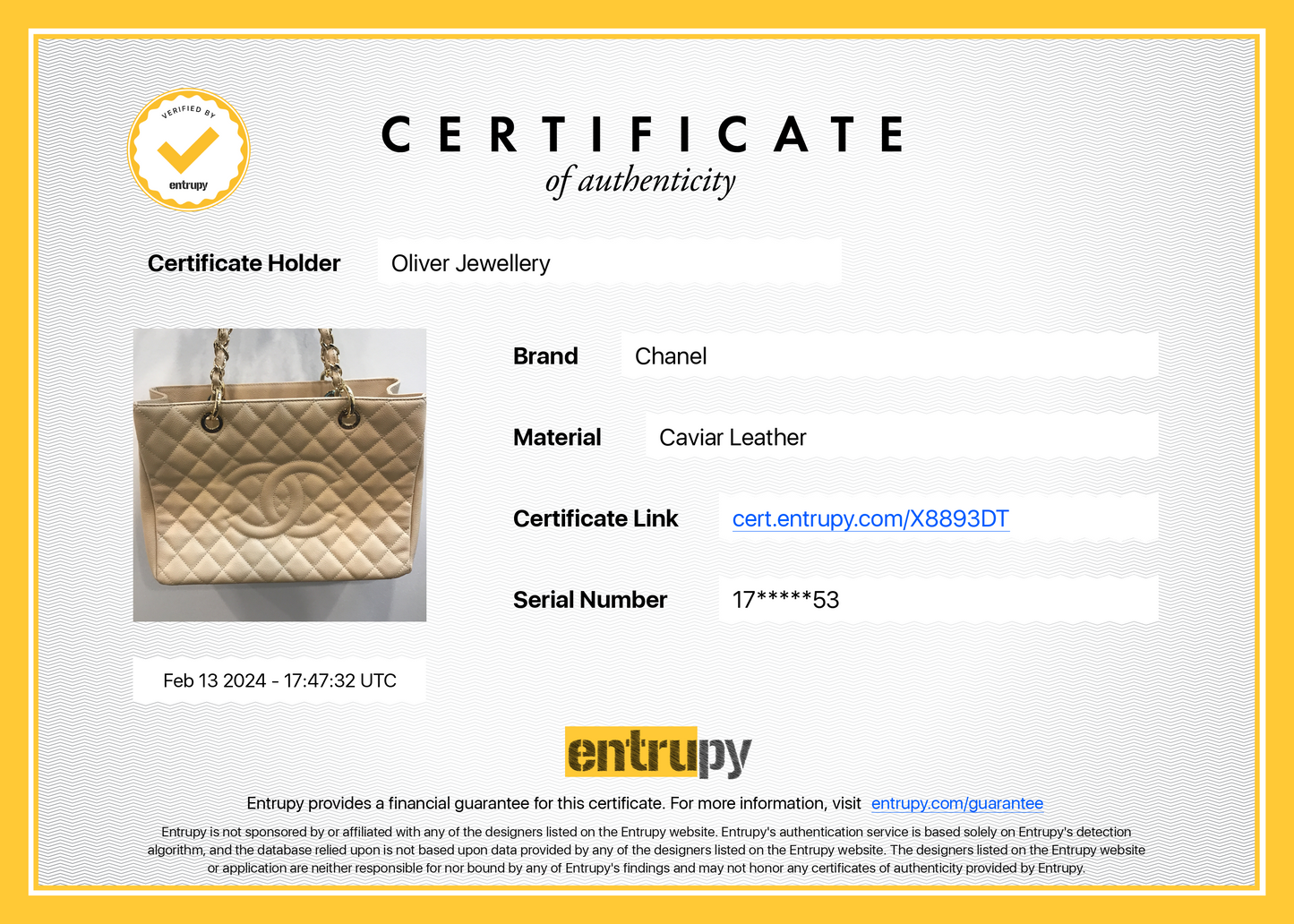 Chanel Beige Caviar Leather Grand Shopping Tote (GST)