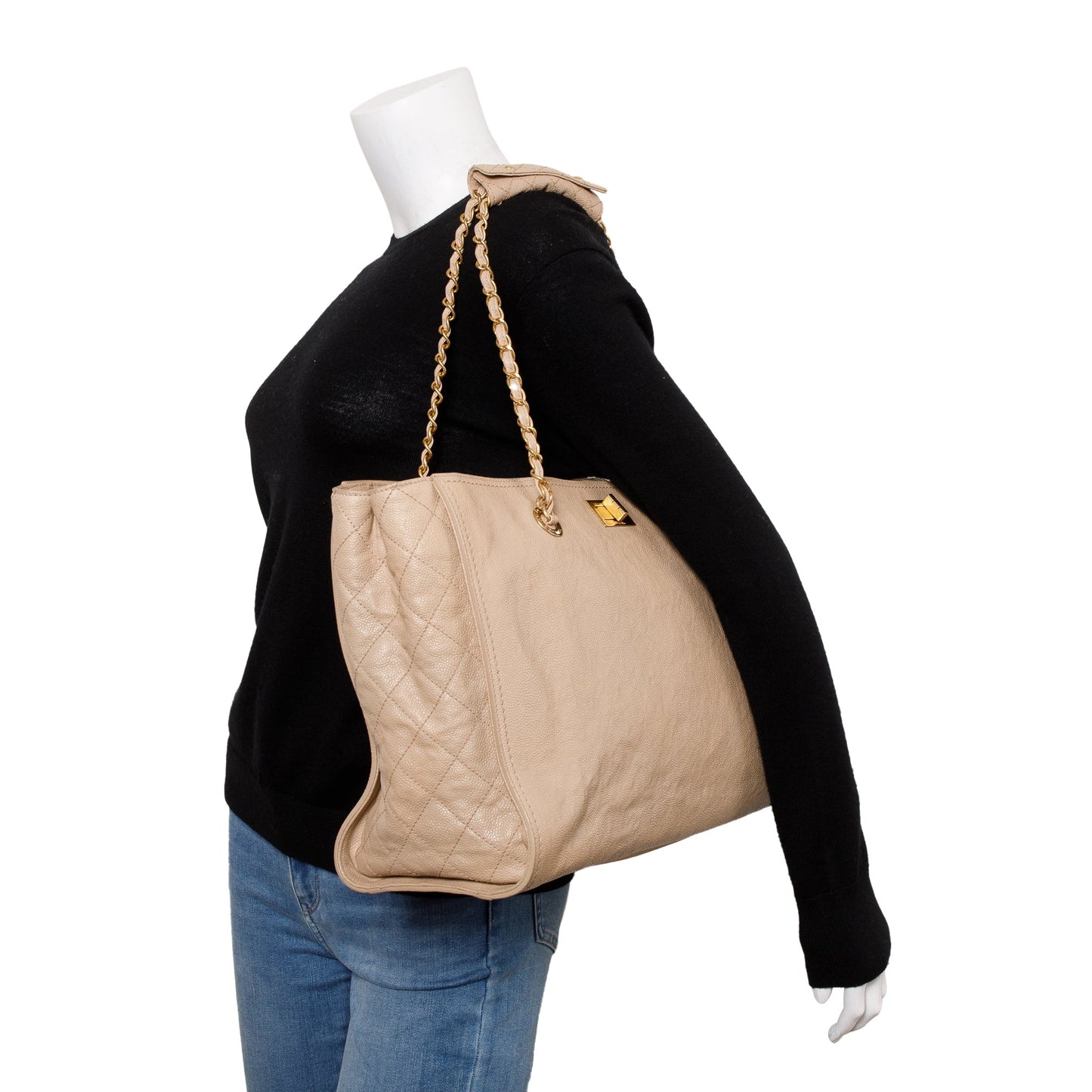 Chanel Beige Caviar Leather Large Reissue Tote