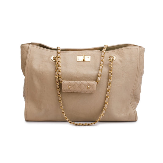 Chanel Beige Caviar Leather Large Reissue Tote