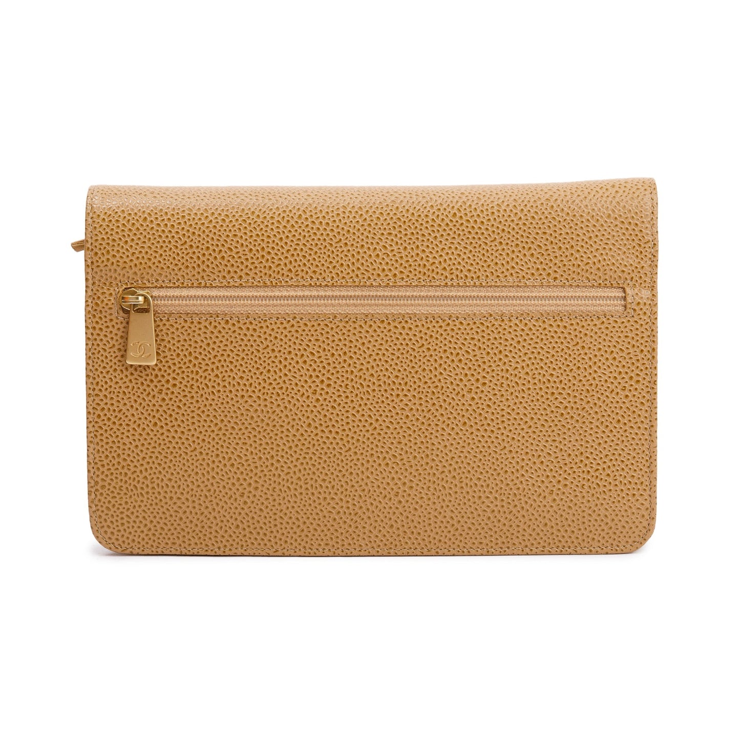 Chanel Beige Caviar Leather Timeless Wallet on Chain