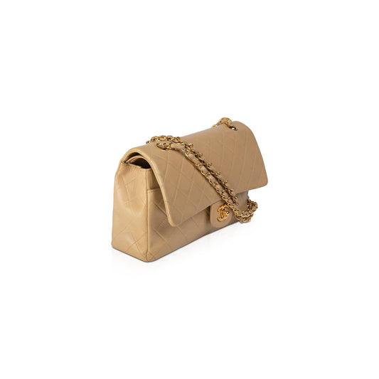 Chanel Beige Lambskin Medium Classic Double Flap Bag