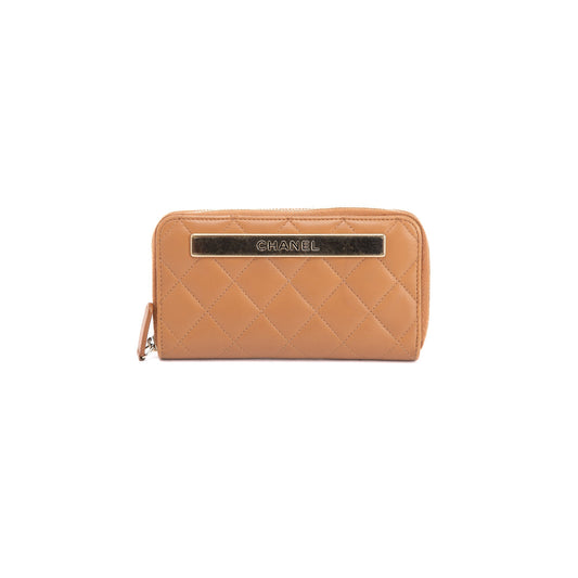 Chanel Beige Lambskin Trendy Zipped Wallet