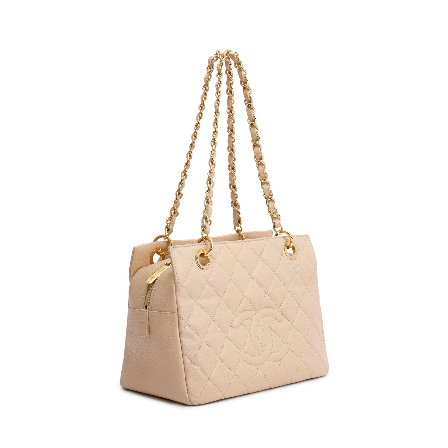 Chanel Beige Quilted Caviar Leather Petit Timeless Tote