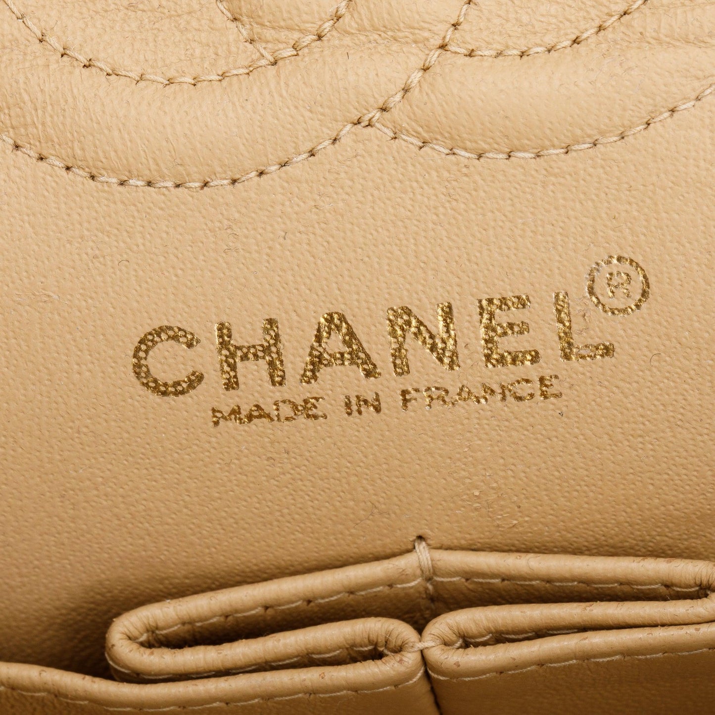 Chanel Beige Quilted Jersey Classic Medium Double Flap Bag