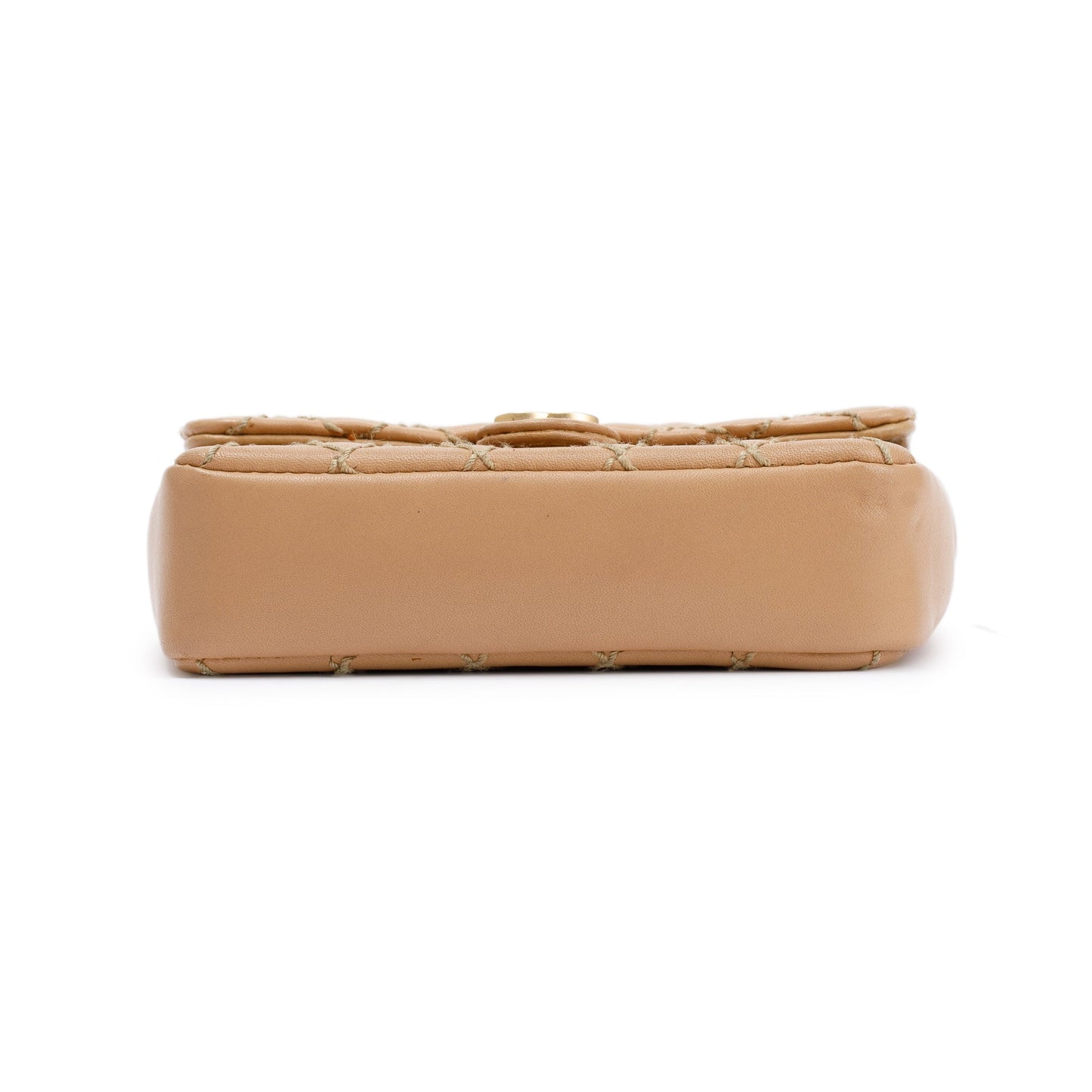 Chanel Beige Quilted Lambskin Leather Mini Flap Key Ring Bag Charm