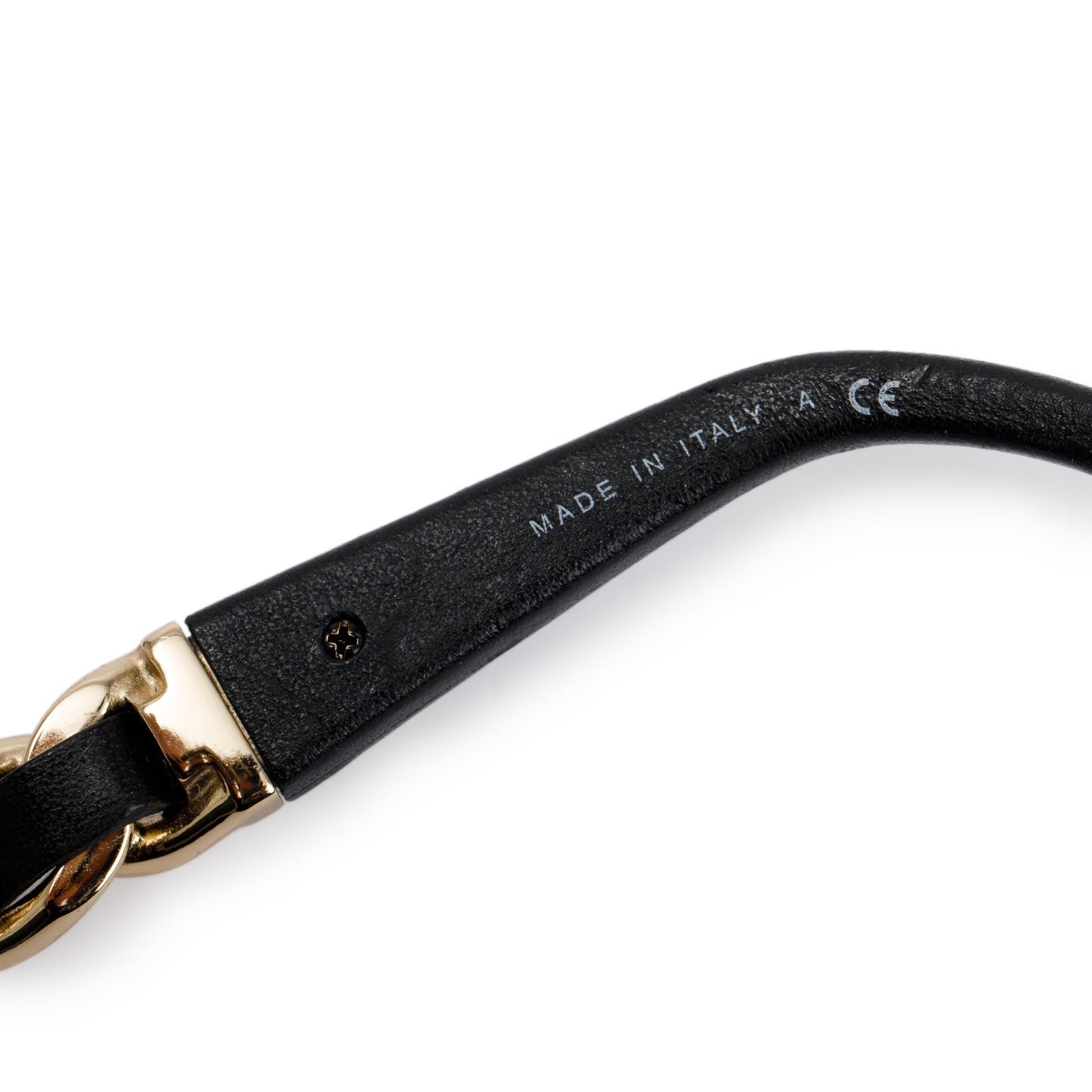 Chanel Black 5215-Q Interlocking CC Leather & Chain Link Sunglasses