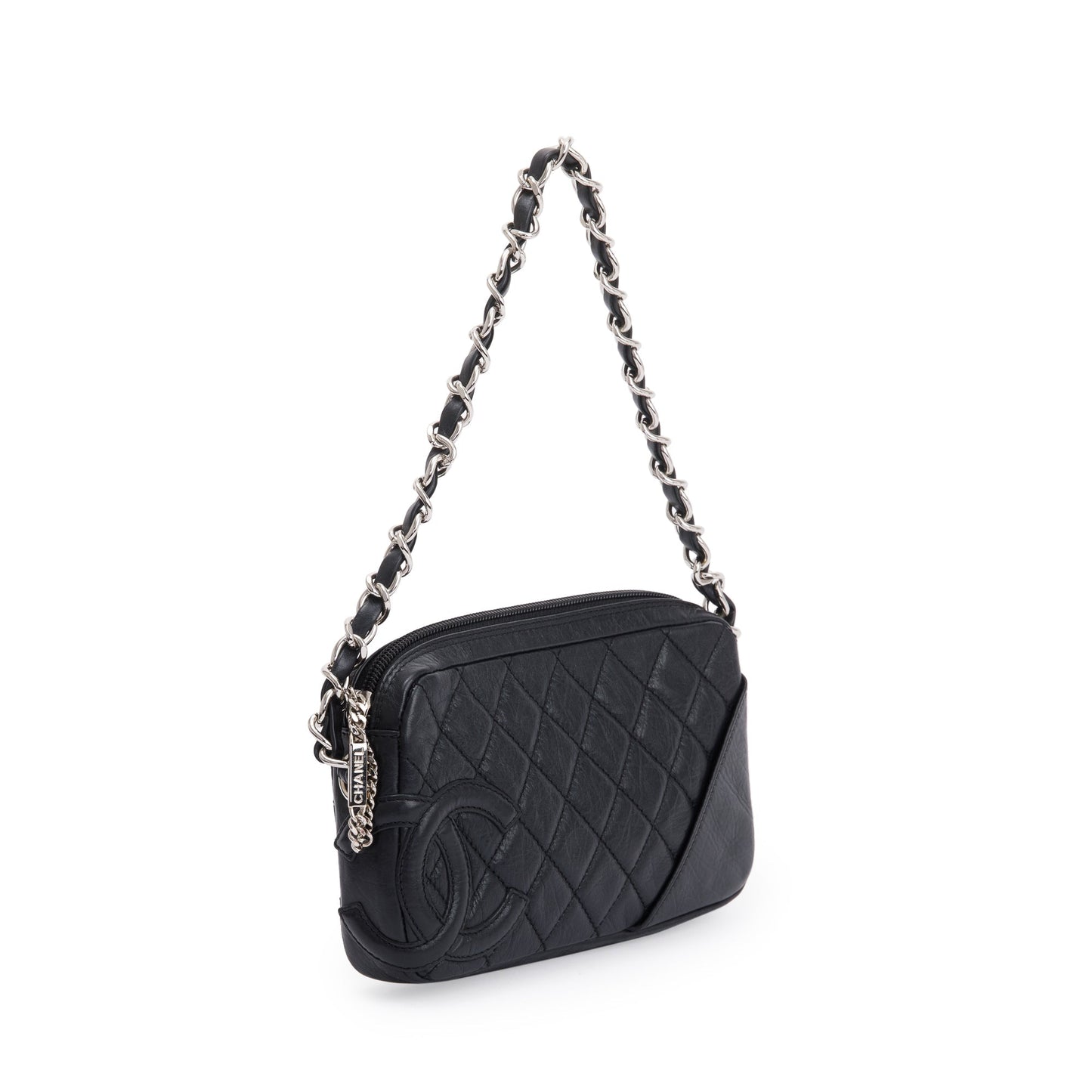 Chanel Black Aged Calfskin Leather Cotton Club Pochette