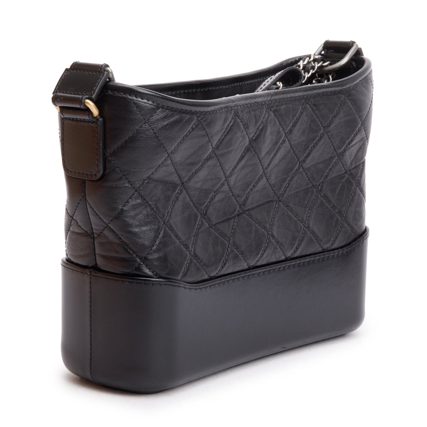 Chanel Black Aged Calfskin Leather Small Gabrielle Hobo