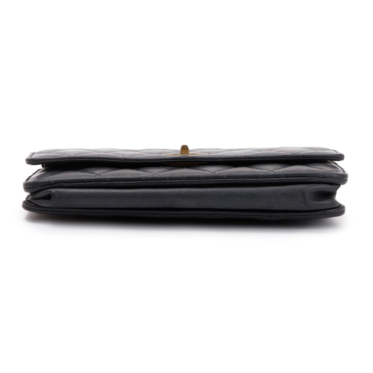 Chanel Black Aged Calfskin Leather Reissue Wallet on Chain