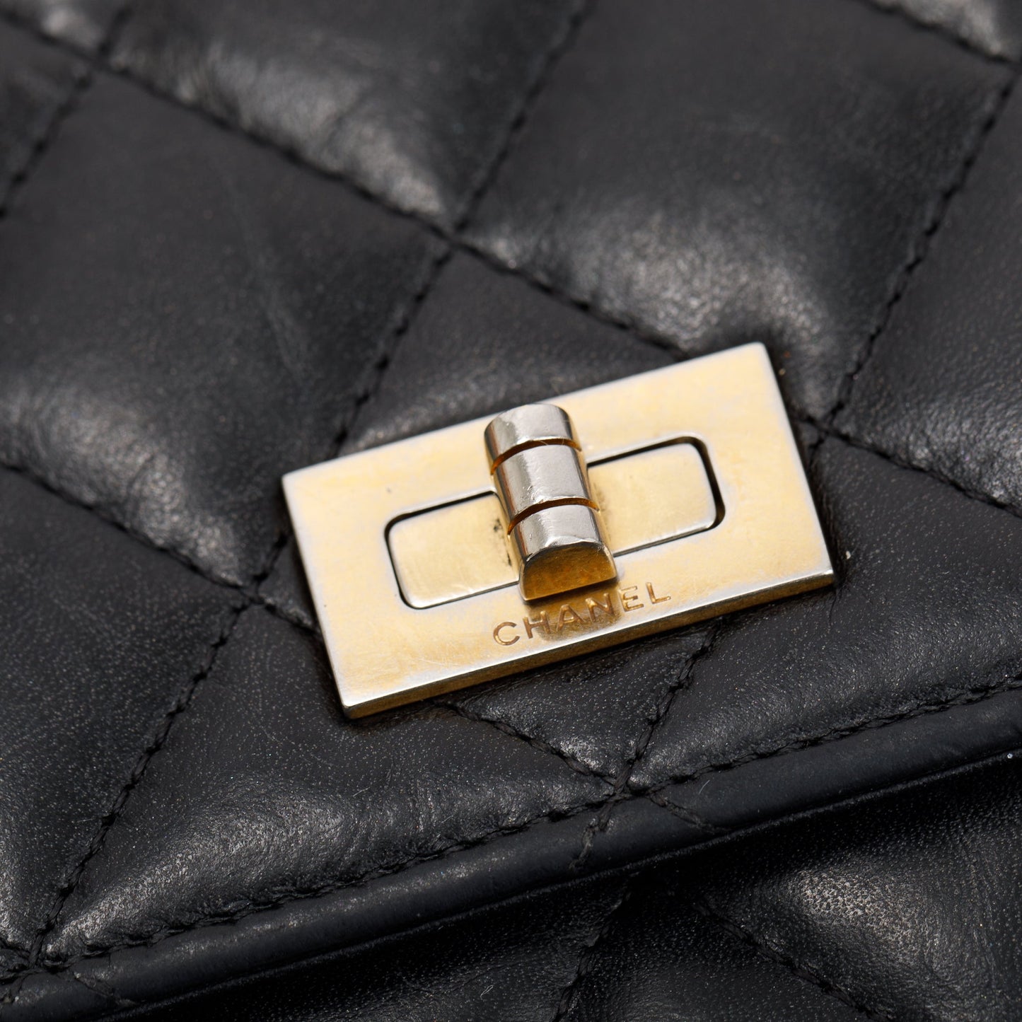 Chanel Black Aged Calfskin Leather Reissue Wallet on Chain